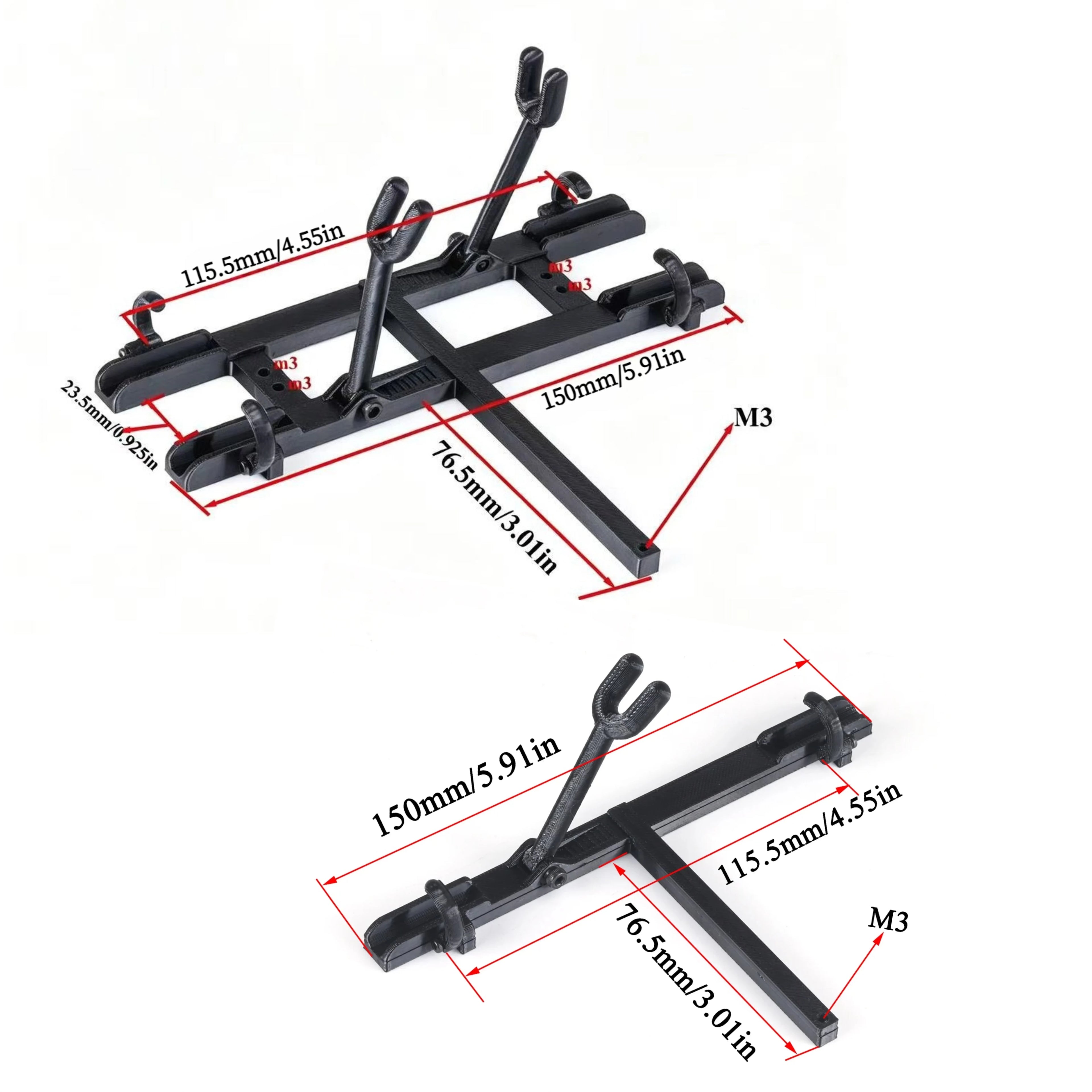 1/10 RC Simulation Bike Rack Mini Scale Bicycle Rear Rack Double Bike Mount Decorative for 1/8 1/10 RC Crawler TRX4 FCX10 SCX10