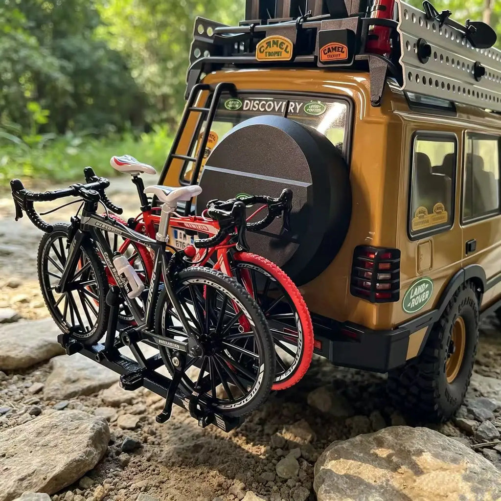 1/10 RC Simulation Bike Rack Mini Scale Bicycle Rear Rack Double Bike Mount Decorative for 1/8 1/10 RC Crawler TRX4 FCX10 SCX10
